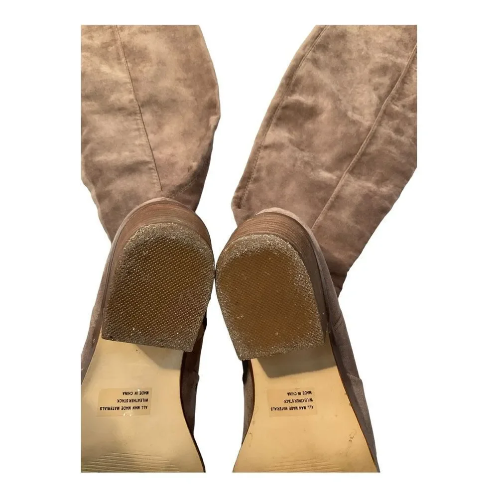 Report Women's Zaria Over The Knee Boot Taupe Faux Suede Boots Size 9